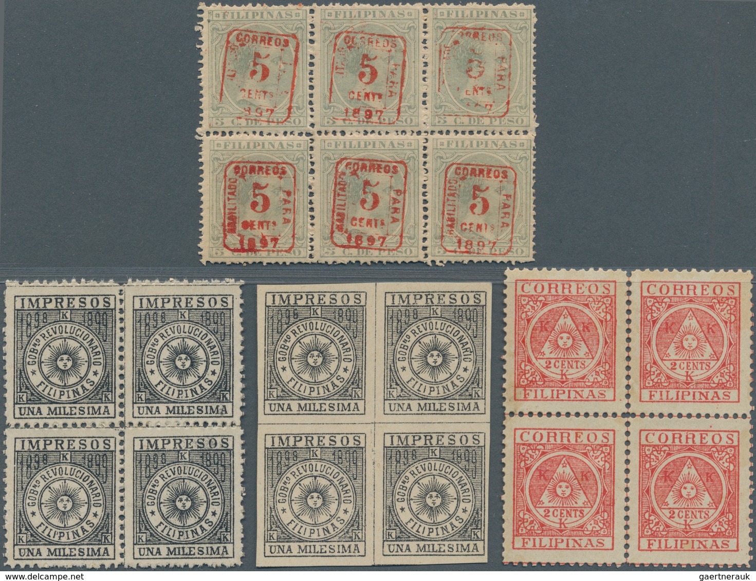 Philippinen: 1890/1899, Duplicates On 30 Large Stockcards With Several Interesting Issues Incl. Bloc - Philippinen