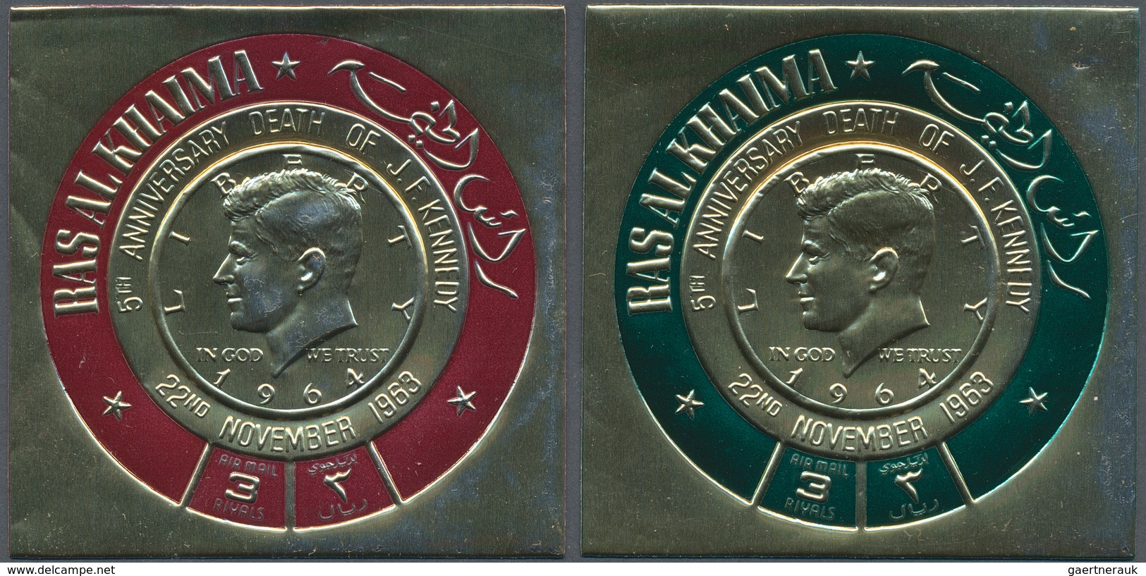 Ras Al Khaima: 1968/1972 (ca.), Collection With All Different GOLD And SILVER Foil Issues In Stockbo - Ra's Al-Chaima