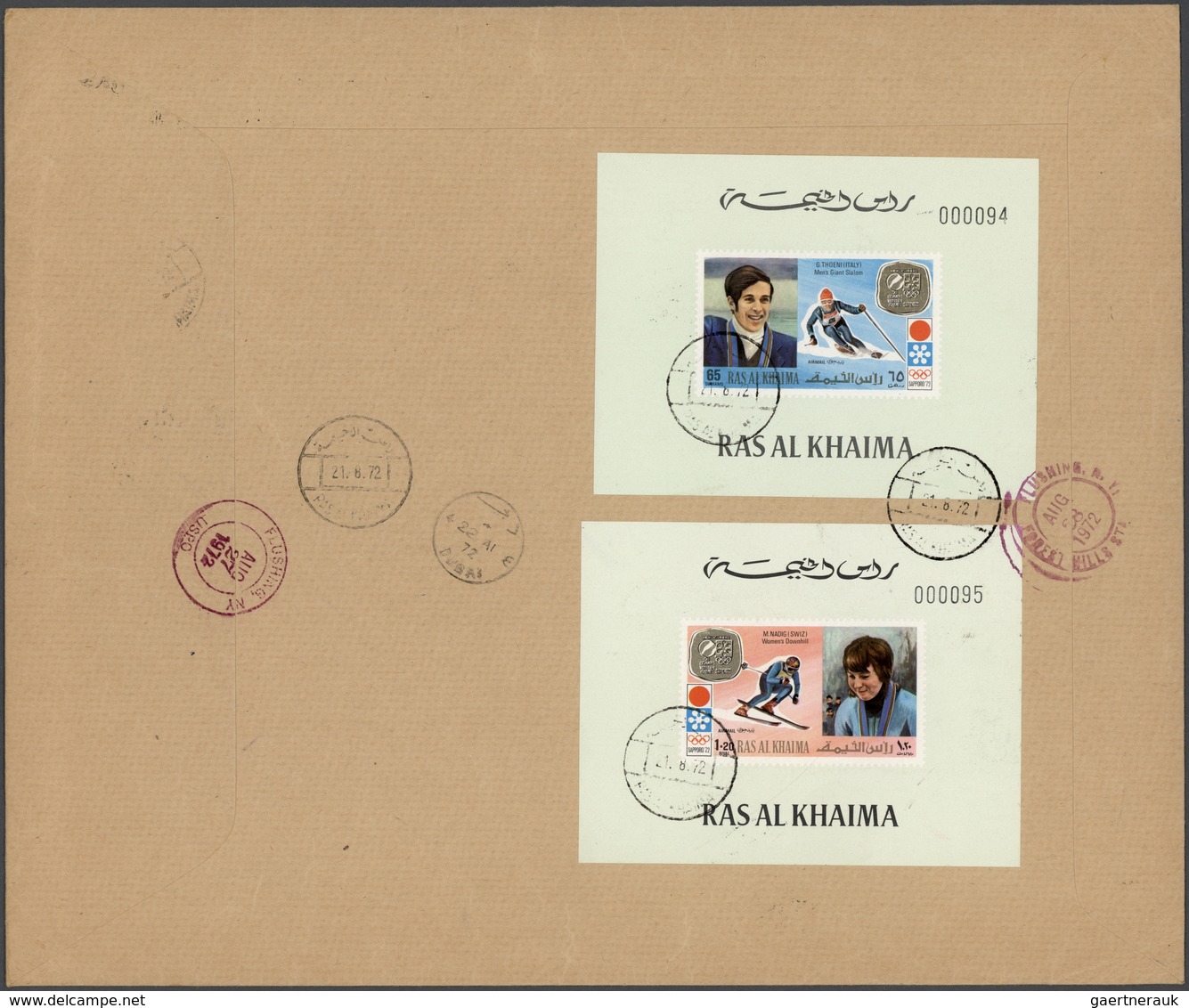 Ras Al Khaima: 1969/1972, Assortment Incl. 23 Covers (unaddressed Envelopes Resp. Registered Covers) - Ras Al-Khaima