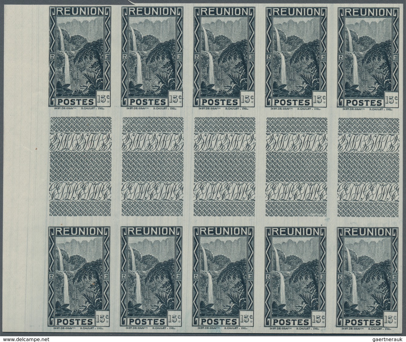 Reunion: 1933/1938, Definitives "Pictorials", 1c. Violet, 15c. Black, 1.75fr. Blue (design "Salazie - Gebruikt