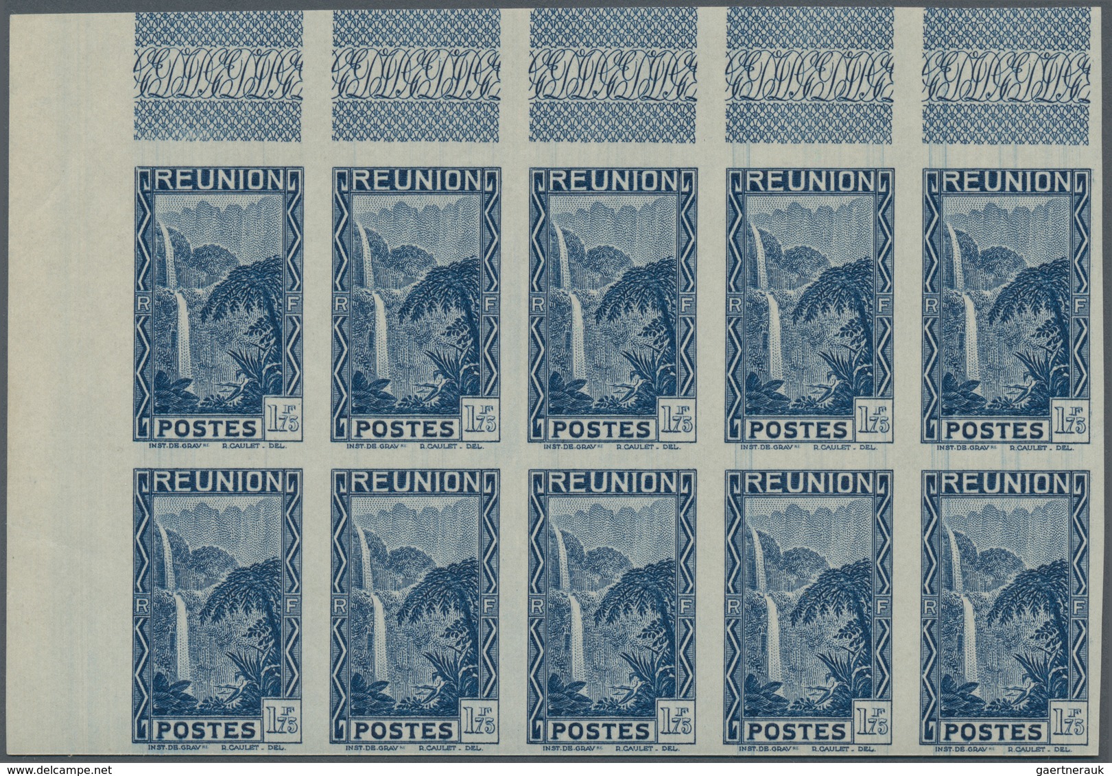 Reunion: 1933/1938, Definitives "Pictorials", 1c. Violet, 15c. Black, 1.75fr. Blue (design "Salazie - Used Stamps