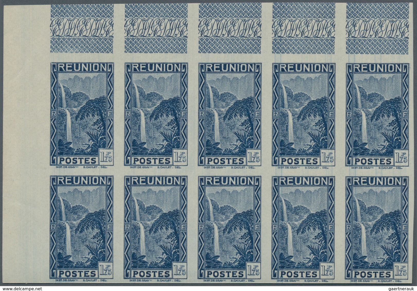 Reunion: 1933/1938, Definitives "Pictorials", 1c. Violet, 15c. Black, 1.75fr. Blue (design "Salazie - Gebruikt