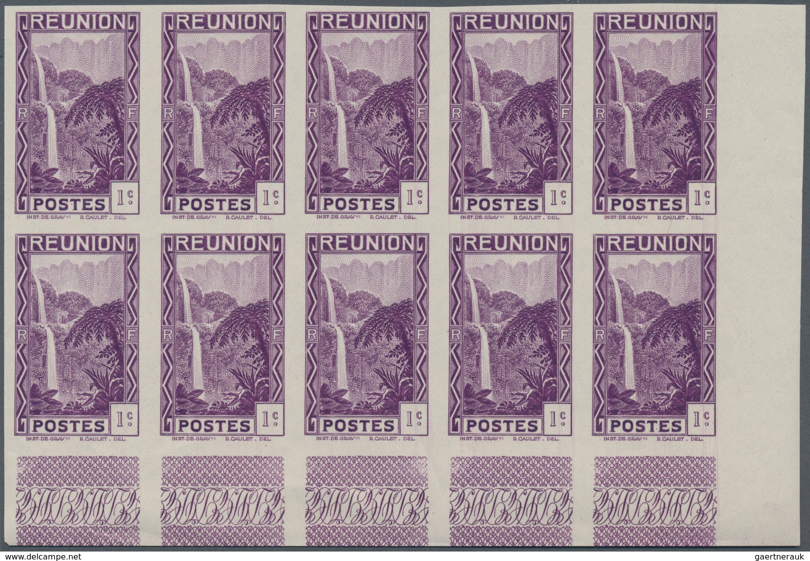 Reunion: 1933/1938, Definitives "Pictorials", 1c. Violet, 15c. Black, 1.75fr. Blue (design "Salazie - Used Stamps