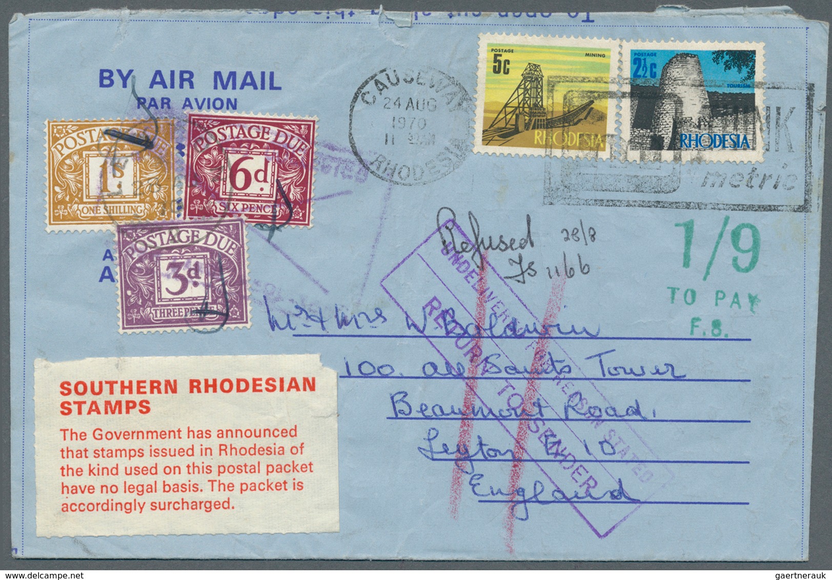 Rhodesien: 1956/1973 (ca.), AEROGRAMMES: Accumulation With 25 Used/CTO Airletters And Aerogrammes Wi - Other & Unclassified