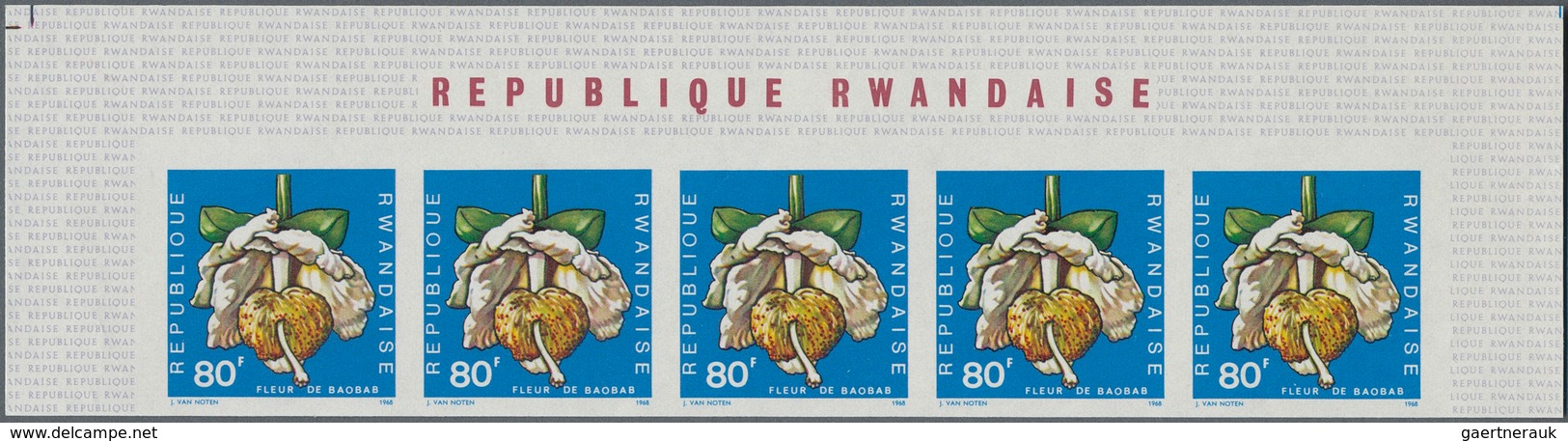 Ruanda: 1967/1975. Lot of 13,519 IMPERFORATE stamps, souvenir and miniature sheets showing various i