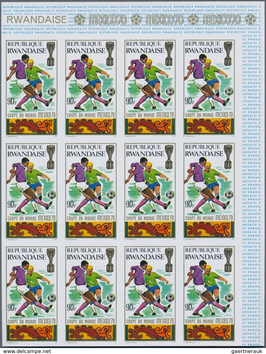 Ruanda: 1967/1975. Lot of 13,519 IMPERFORATE stamps, souvenir and miniature sheets showing various i