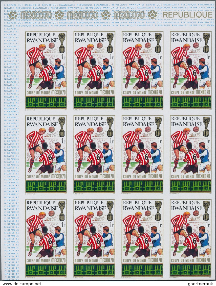 Ruanda: 1967/1975. Lot of 13,519 IMPERFORATE stamps, souvenir and miniature sheets showing various i