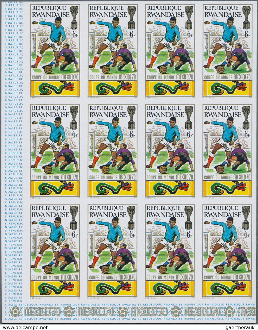 Ruanda: 1967/1975. Lot of 13,519 IMPERFORATE stamps, souvenir and miniature sheets showing various i