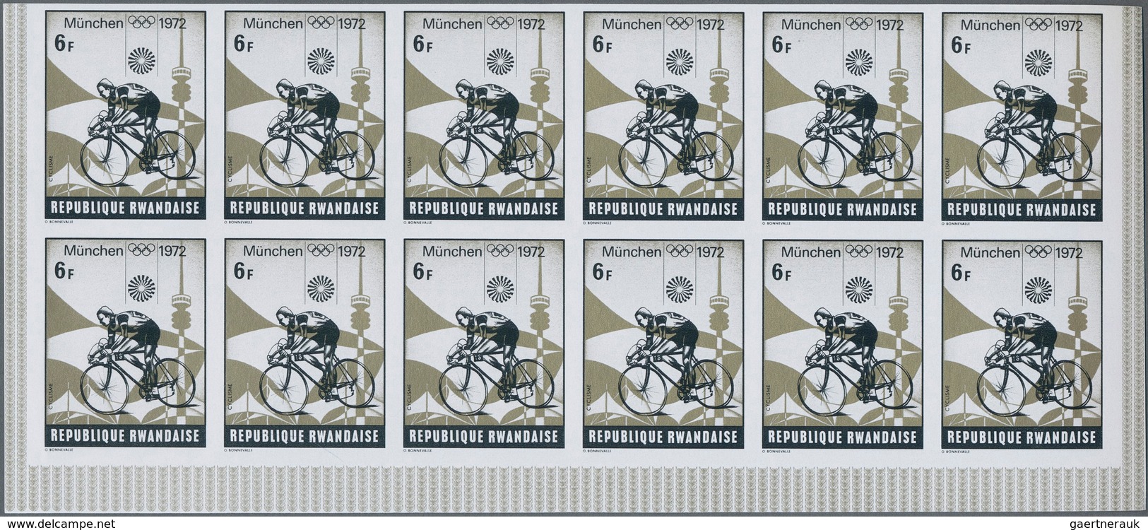 Ruanda: 1967/1975. Lot of 13,519 IMPERFORATE stamps, souvenir and miniature sheets showing various i