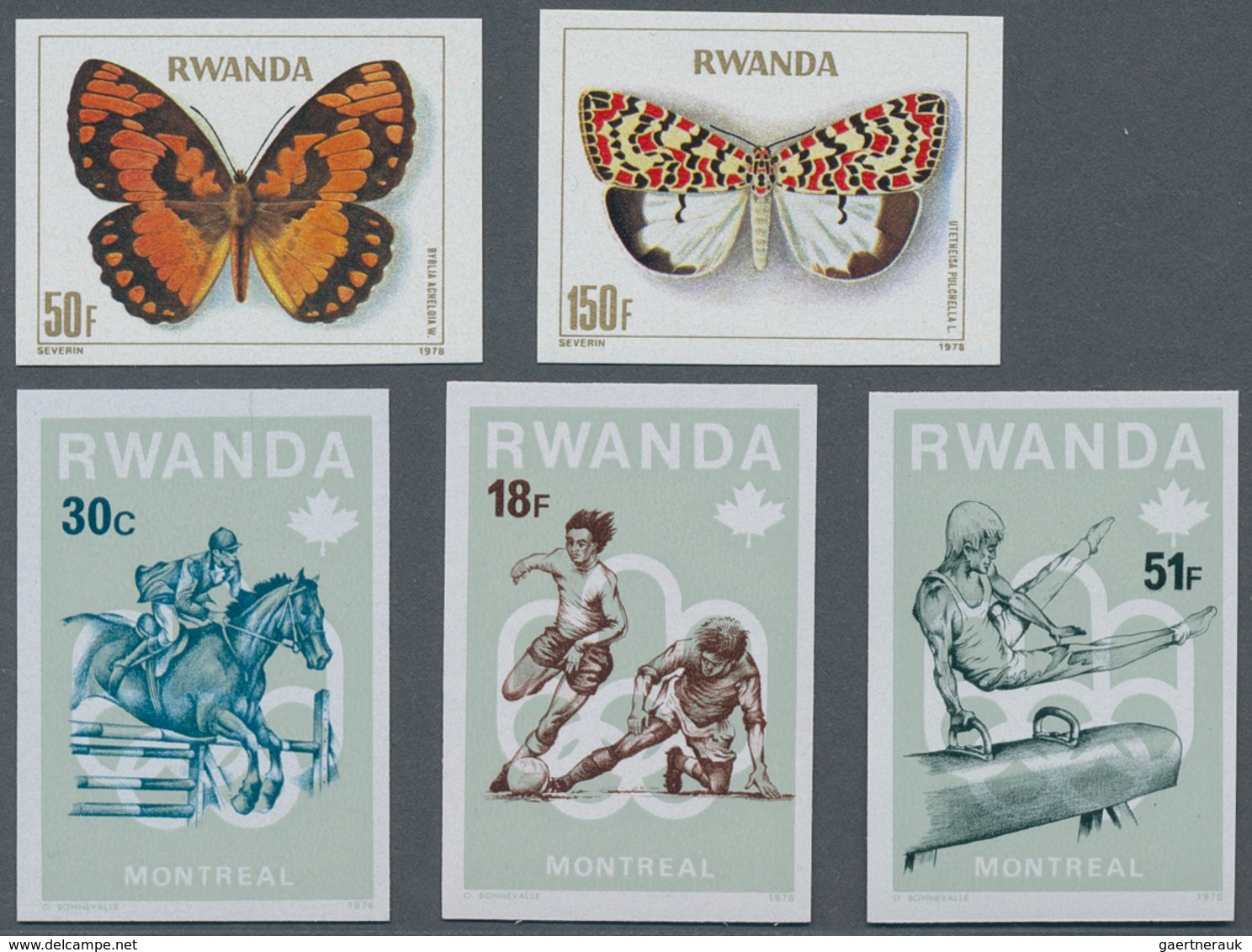 Ruanda: 1976/1983, Lot Of 14.600 IMPERFORATE (instead Of Perforate) Stamps MNH, Showing Various Topi - Sonstige & Ohne Zuordnung