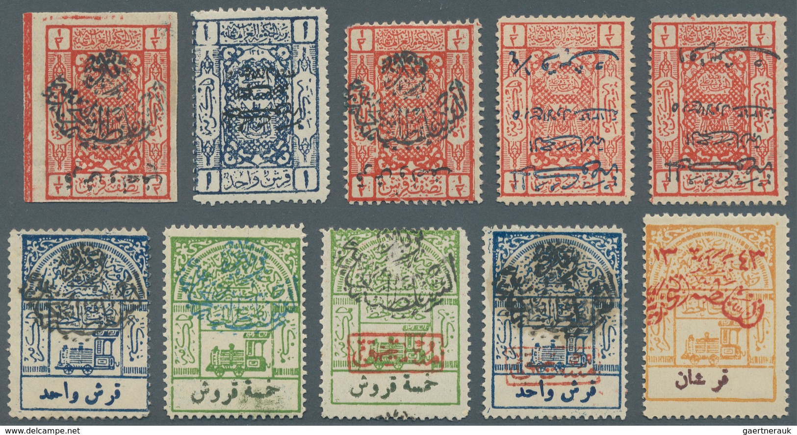 Saudi-Arabien - Nedschd: 1925-26, Extensive Collection Of Surcharged Issues On Cards, Blocks Of Four - Saoedi-Arabië