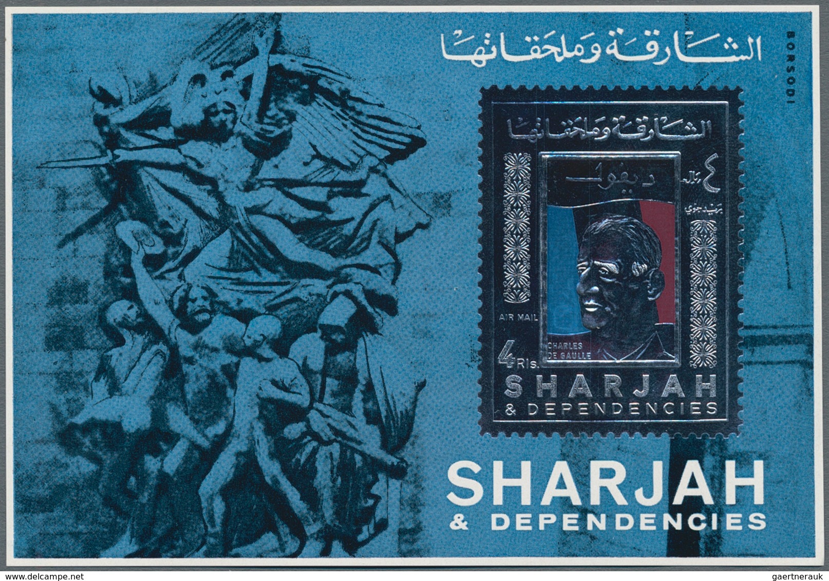 Schardscha / Sharjah: 1970, 4r. Charles De Gaulle Silver Souvenir Sheet, 182 Pieces MNH. This Issue - Sharjah