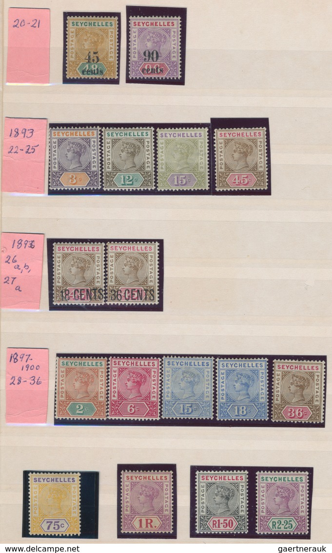 Seychellen: 1890-1968 Mint Collection In A Stock-book, From First QV Issues To Semi-modern, Obviousl - Seychelles (...-1976)