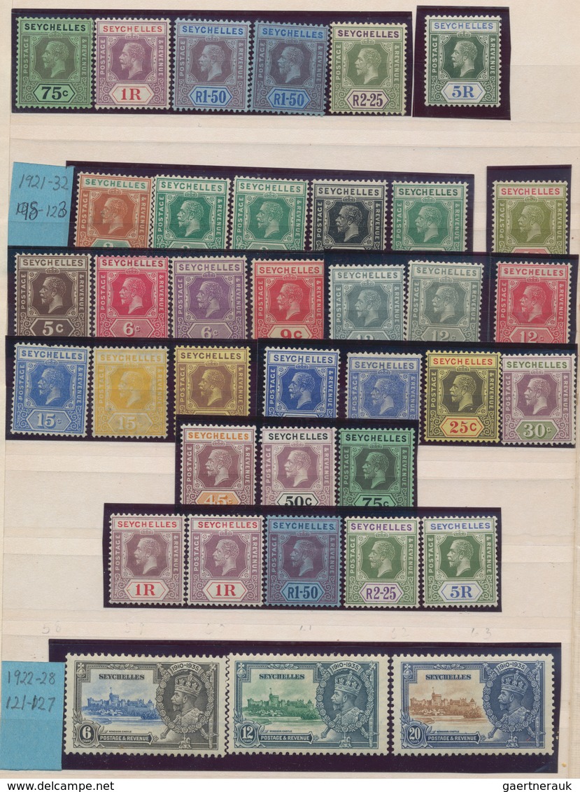 Seychellen: 1890-1968 Mint Collection In A Stock-book, From First QV Issues To Semi-modern, Obviousl - Seychelles (...-1976)