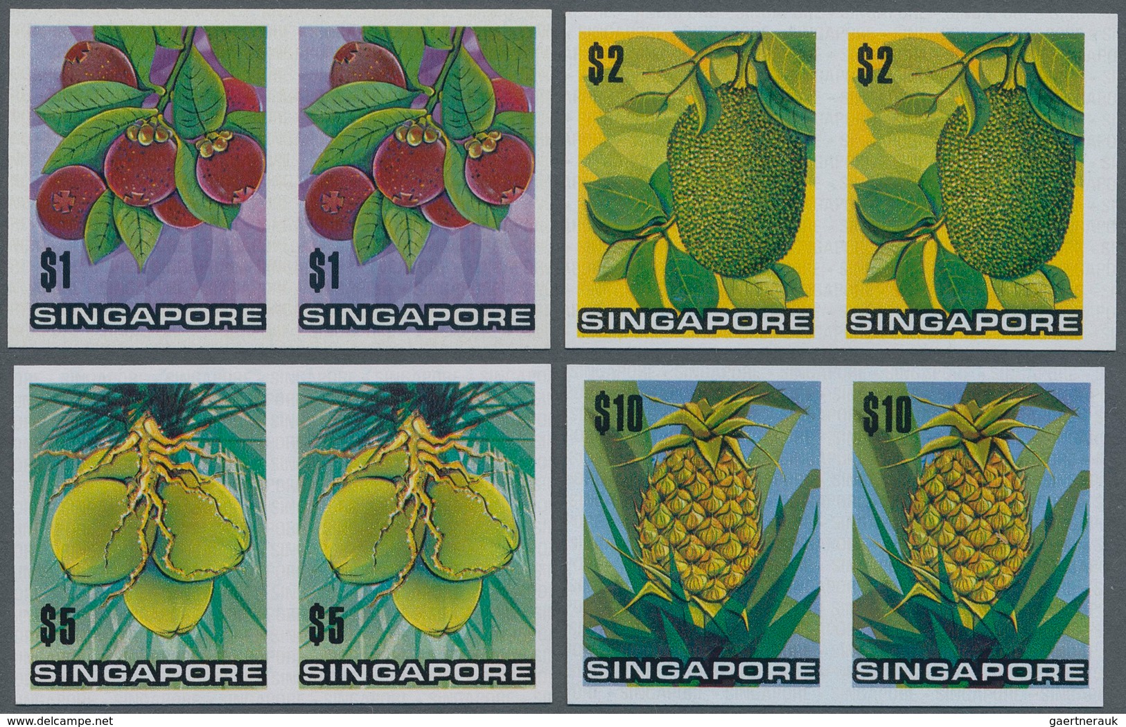 Singapur: 1973, Flowers And Fruits Defintives Complete Set Of 13 In A Lot With About 50 IMPERFORATE - Singapur (...-1959)