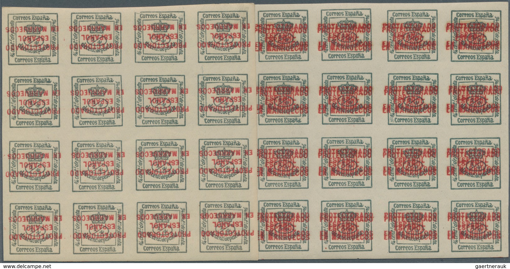 Spanisch-Marokko: 1915, Newspaper Stamp 4/4c. Green With INVERTED Red Overprint ‚PROTECTORADO / ESPA - Marruecos Español