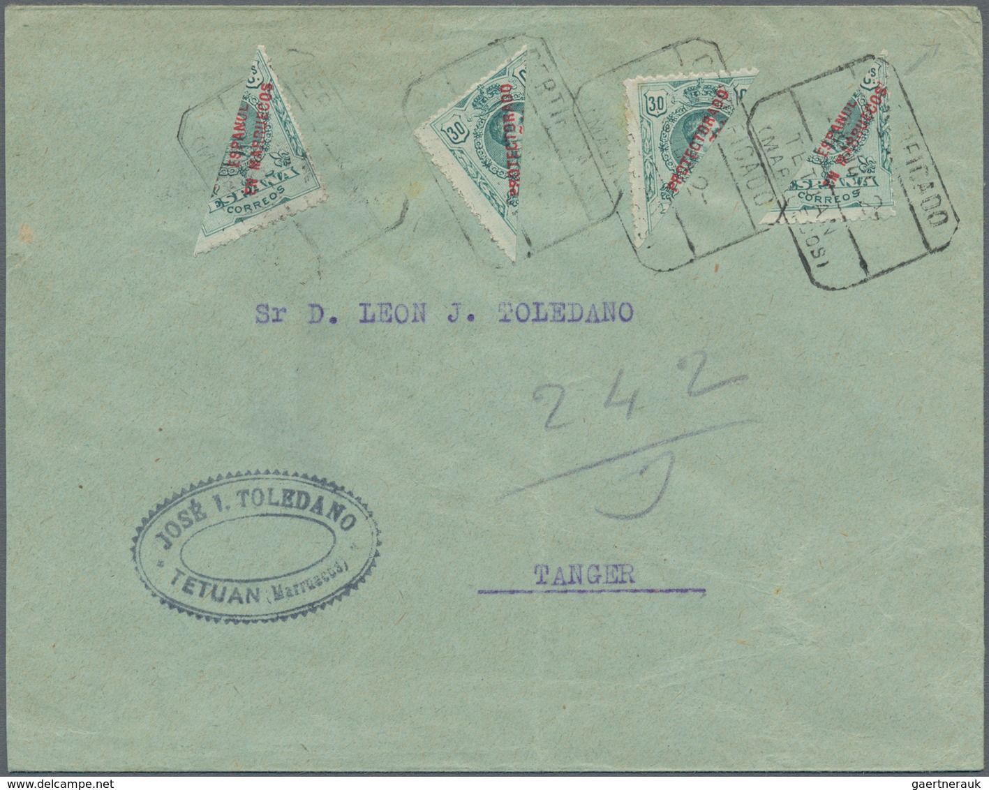 Spanisch-Marokko: 1920, 6 Envelopes Cancelled TETUAN, All Franked With Bisected Stamps Addressed To - Spanish Morocco