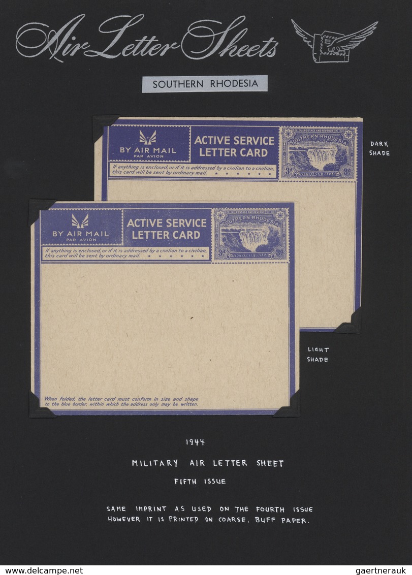 Süd-Rhodesien: 1941/1944. Collection Of 10 MILITARY AIR LETTERS With Waterfall Imprinted Stamp. Mint - Südrhodesien (...-1964)