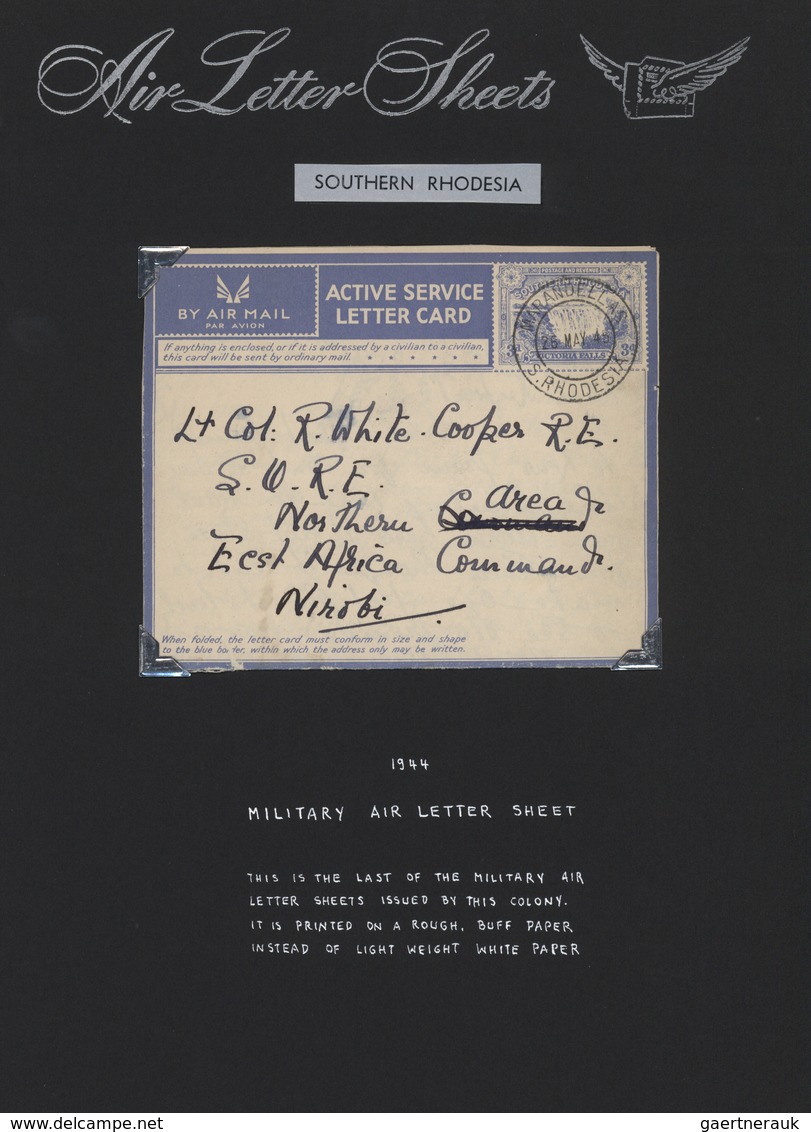 Süd-Rhodesien: 1941/1944. Collection Of 10 MILITARY AIR LETTERS With Waterfall Imprinted Stamp. Mint - Rhodésie Du Sud (...-1964)