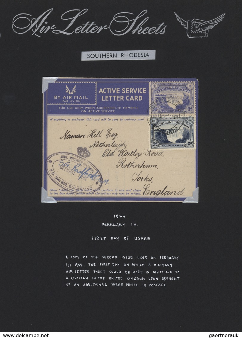 Süd-Rhodesien: 1941/1944. Collection Of 10 MILITARY AIR LETTERS With Waterfall Imprinted Stamp. Mint - Rodesia Del Sur (...-1964)