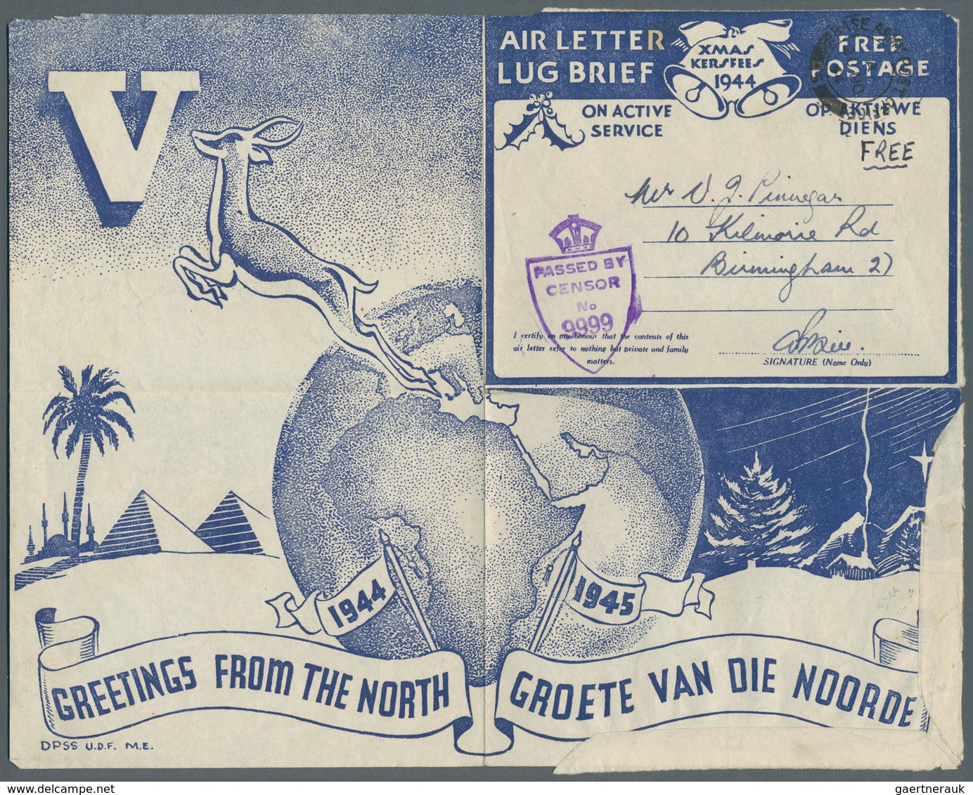 Südafrika: 1941-45 Aerogrammes: Group Of 16 WWII Air Letters, 15 Used And Censored, One Unused, With - Brieven En Documenten