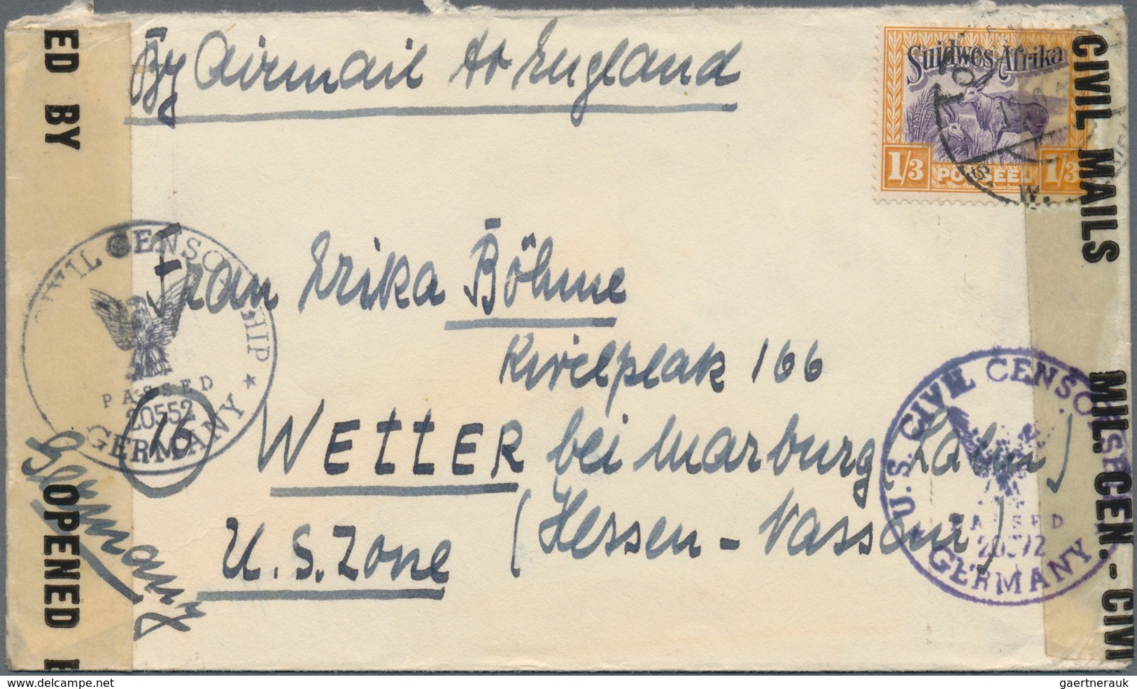 Südwestafrika: 1919/93 (ca.) Ca. 950 Letters, Cards, Postal Stationary (from The First Issues), Unus - Zuidwest-Afrika (1923-1990)