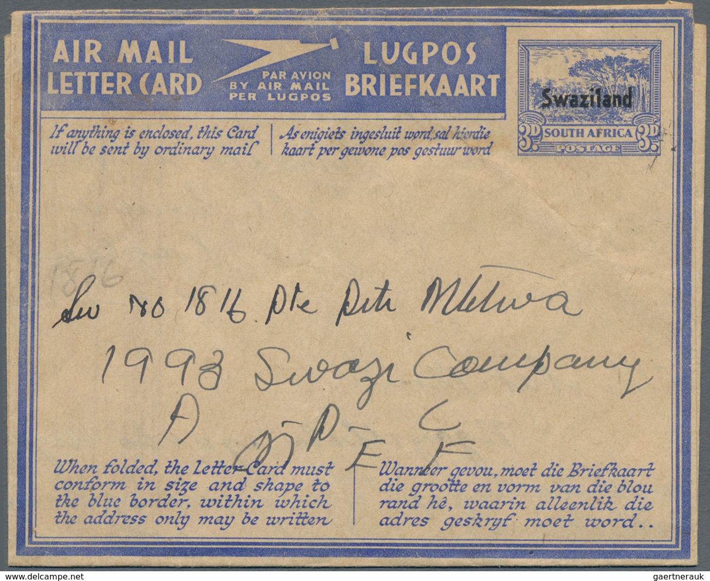 Swaziland: 1944/1961 Accumulation With Ca. 234 Unused/used/CTO Airletters With Majority Of The South - Swaziland (...-1967)