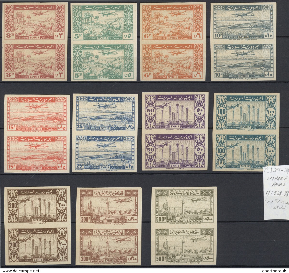 Syrien: 1930-50, Stock of imperf issues in large album including air mails, many imperfs in pairs, m