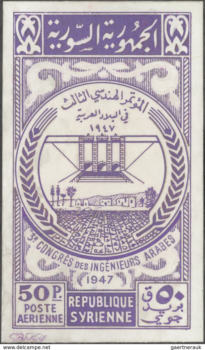 Syrien: 1938/1955. Astonishing Collection Of 56 ARTIST'S DRAWINGS For Stamps Of The Named Period, St - Syrien