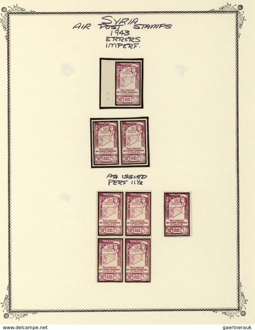 Syrien: 1942/1953, specialised mint collection on album pages, showing blocks of four, plate blocks,