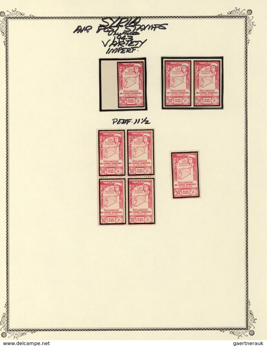 Syrien: 1942/1953, specialised mint collection on album pages, showing blocks of four, plate blocks,