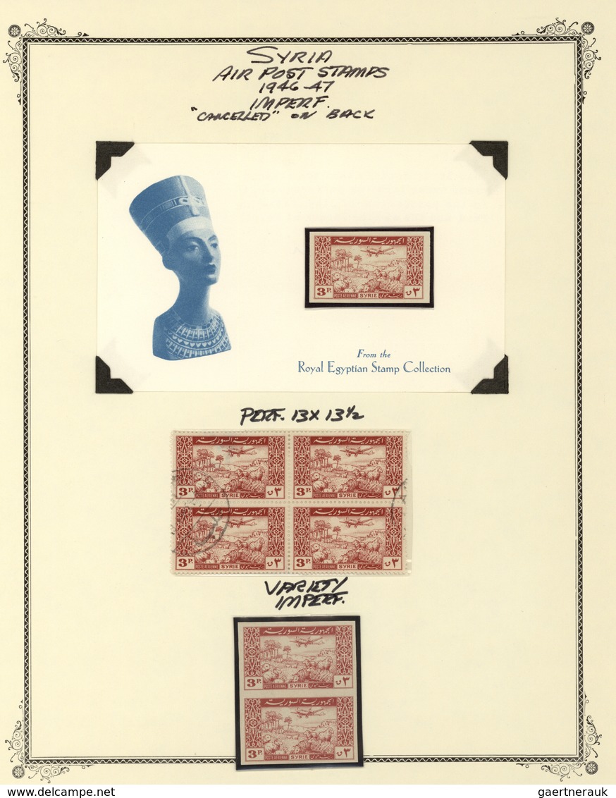 Syrien: 1942/1953, specialised mint collection on album pages, showing blocks of four, plate blocks,