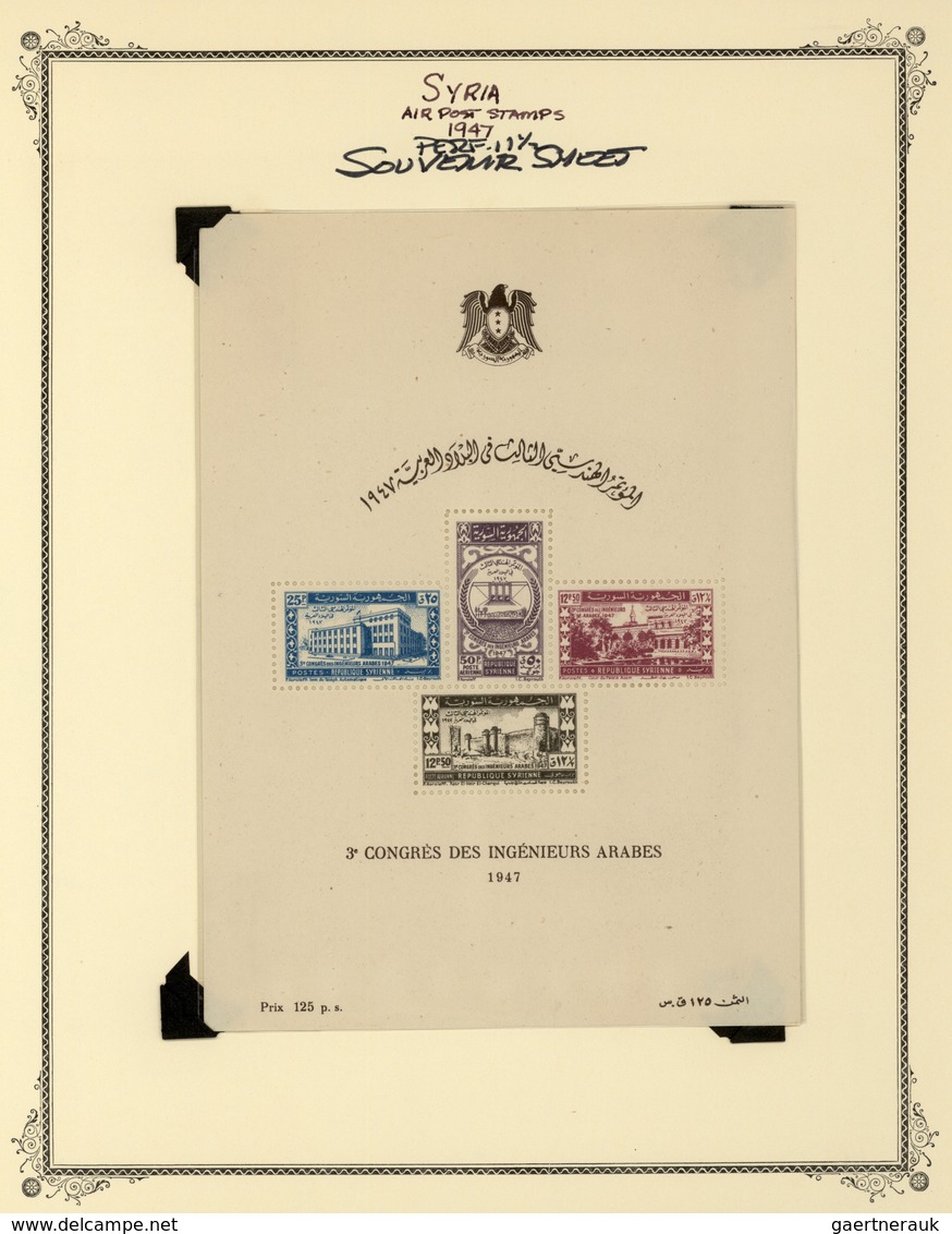 Syrien: 1942/1953, specialised mint collection on album pages, showing blocks of four, plate blocks,