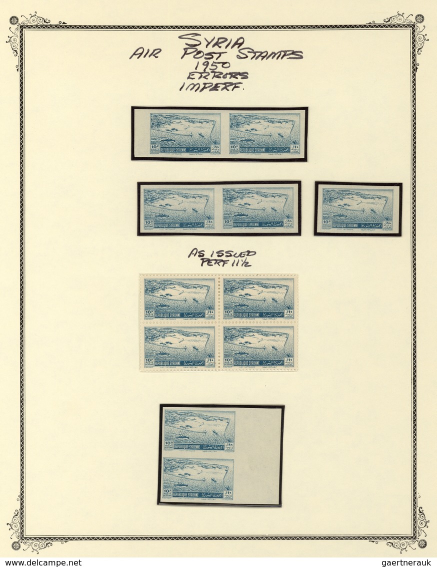 Syrien: 1942/1953, specialised mint collection on album pages, showing blocks of four, plate blocks,