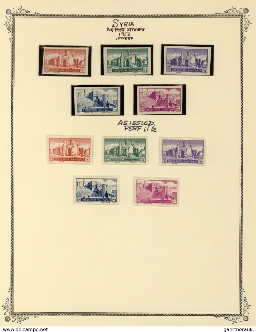 Syrien: 1942/1953, specialised mint collection on album pages, showing blocks of four, plate blocks,