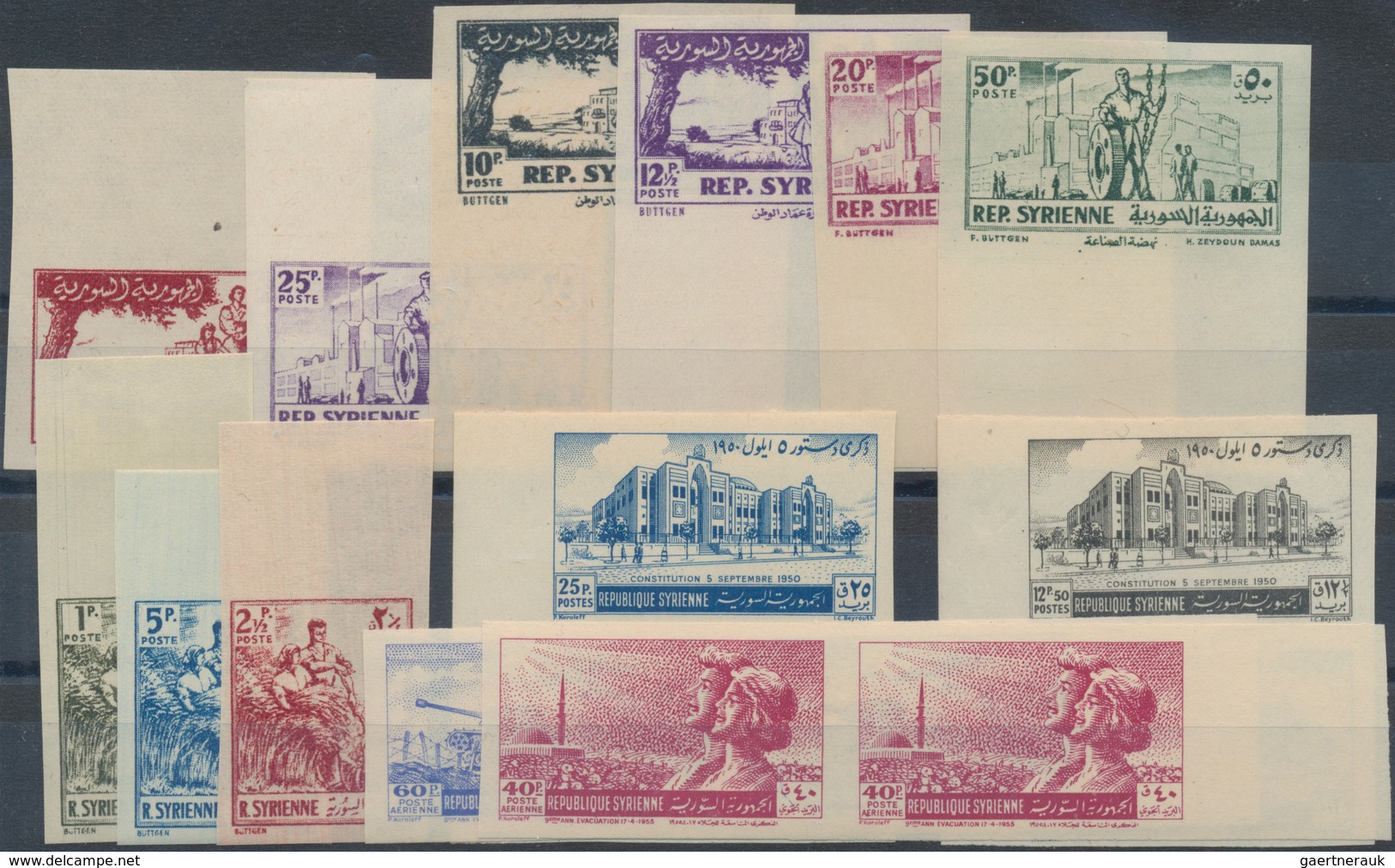 Syrien: 1951/1955, MNH Lot Of Imperf. Stamps: Michel Nos. 600/01 Pairs, 629/37, 653/56 In Differing - Siria