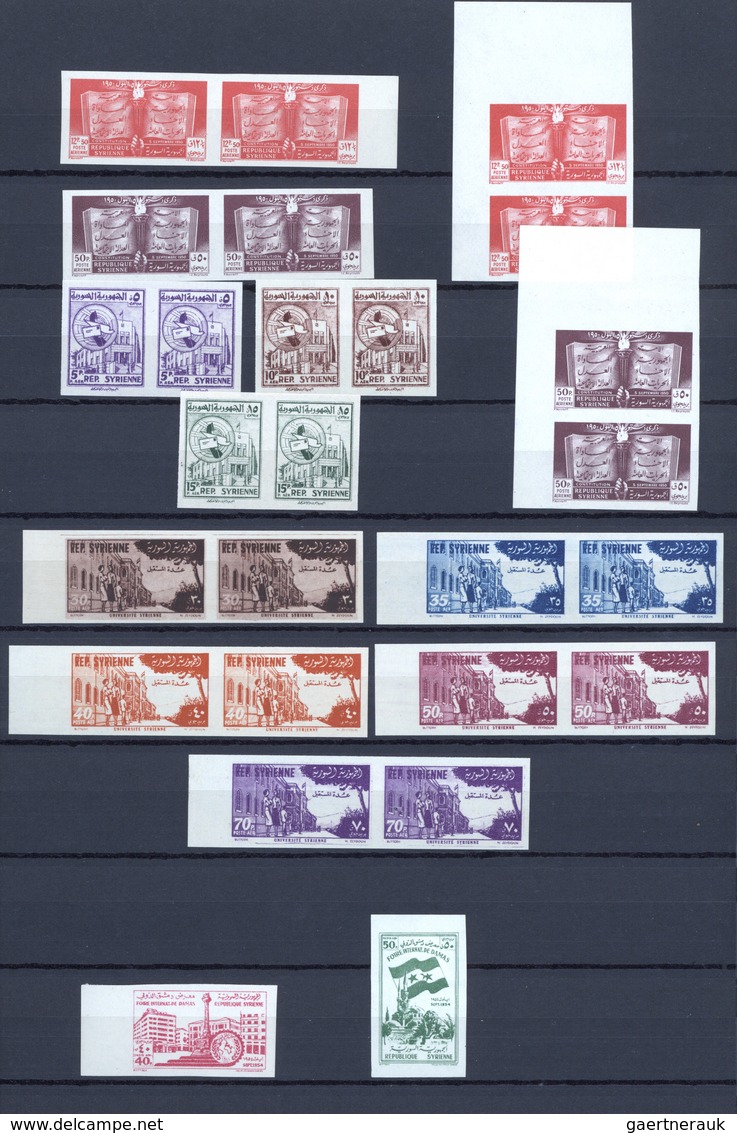 Syrien: 1951/1957, Mint Assortment Of Apprx. 90 Imperforate Stamps Resp. Imperforate Colour Proofs. - Syria