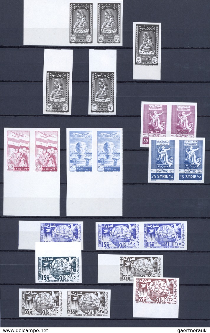 Syrien: 1951/1957, Mint Assortment Of Apprx. 90 Imperforate Stamps Resp. Imperforate Colour Proofs. - Syrien