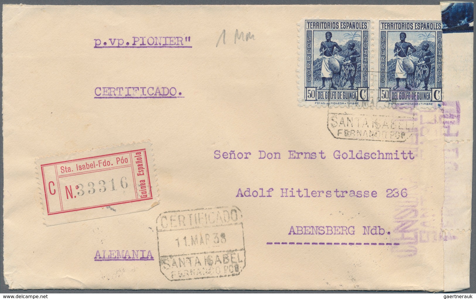 Tanger - Spanische Post: 1936/53 11 Letters From Tangier And Santa Isabel (Fernando Poo!) All Sent T - Spaans-Marokko