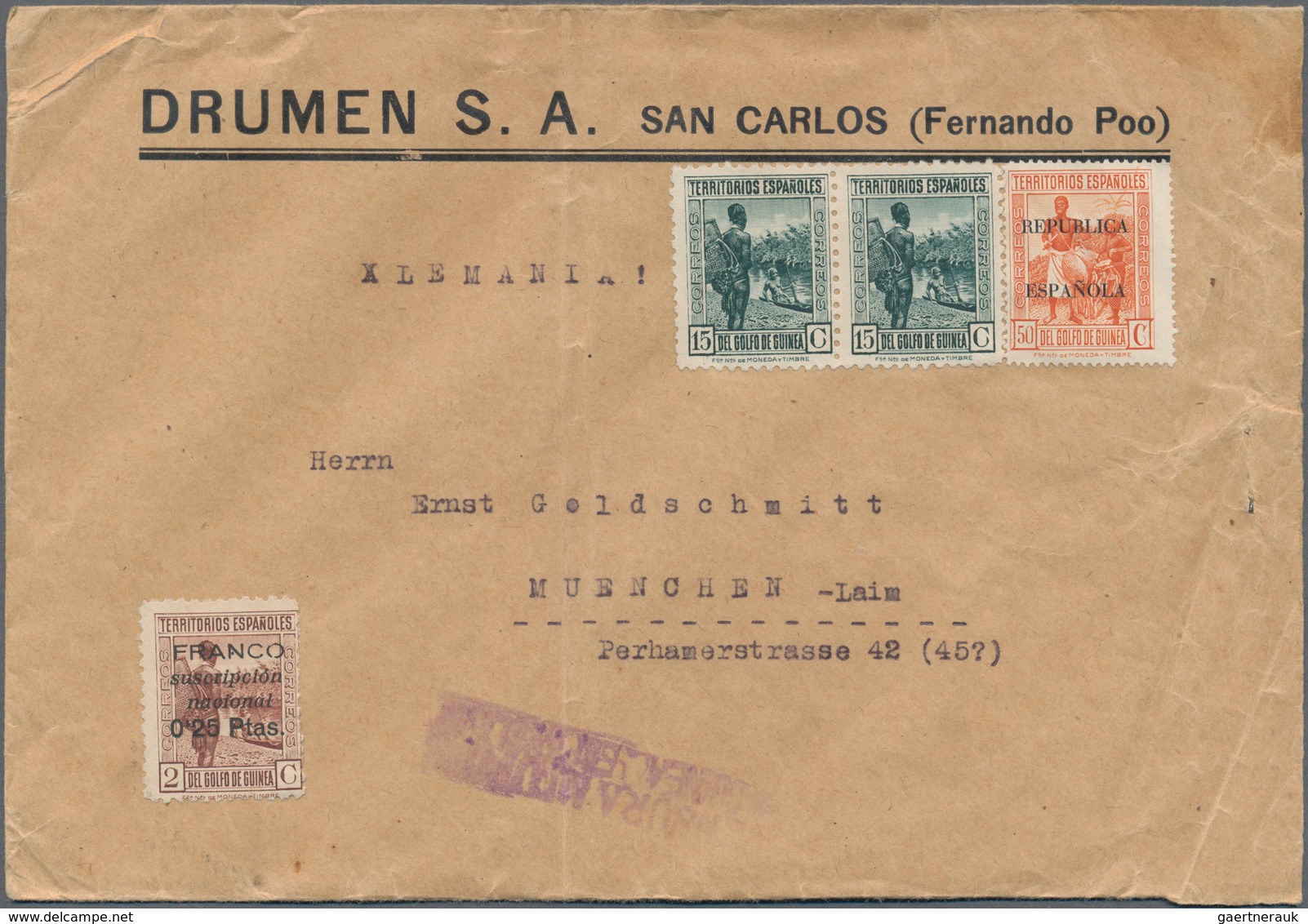 Tanger - Spanische Post: 1936/53 11 Letters From Tangier And Santa Isabel (Fernando Poo!) All Sent T - Spanish Morocco