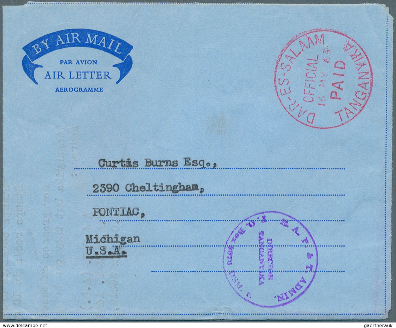 Tansania: 1947/1992 (ca.), Accumulation With About 115 Used/CTO Airletters And AEROGRAMMES From TANG - Kenya, Oeganda & Tanzania