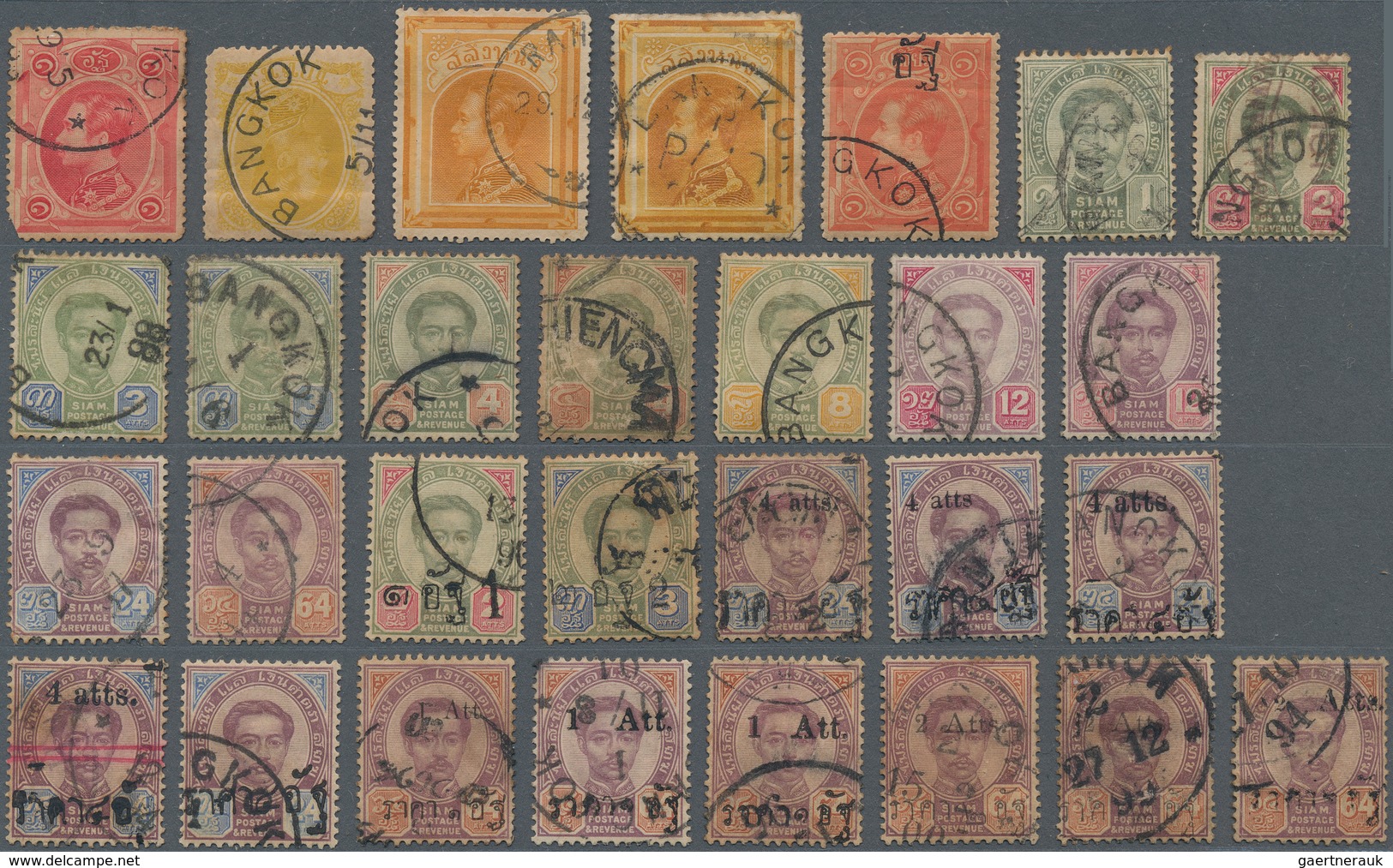 Thailand: 1883/1940 (ca.), Chiefly Used Assortment Of Apprx. 550 Stamps On Stockcards, Incl. SG No. - Thaïlande