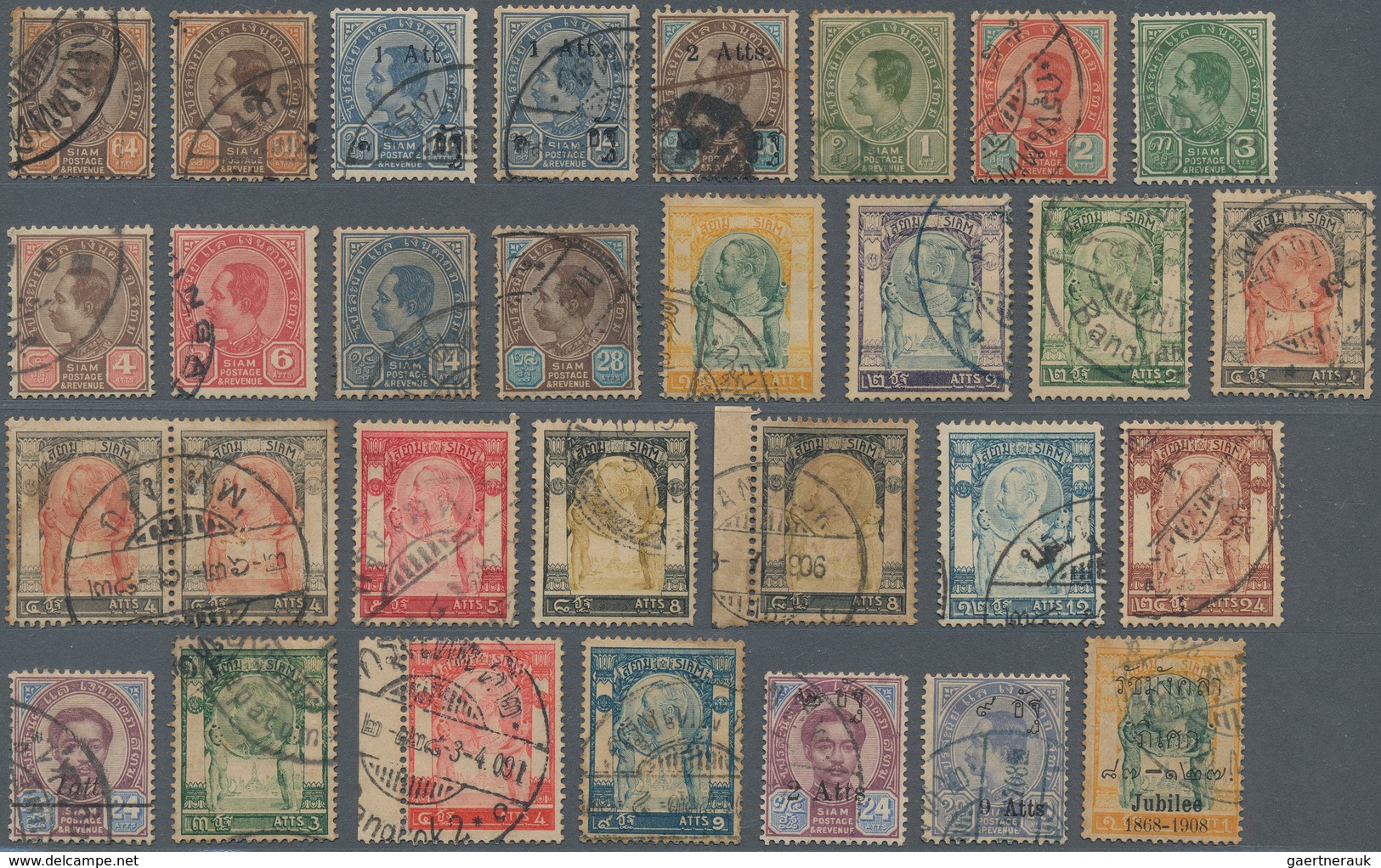 Thailand: 1883/1940 (ca.), Chiefly Used Assortment Of Apprx. 550 Stamps On Stockcards, Incl. SG No. - Tailandia