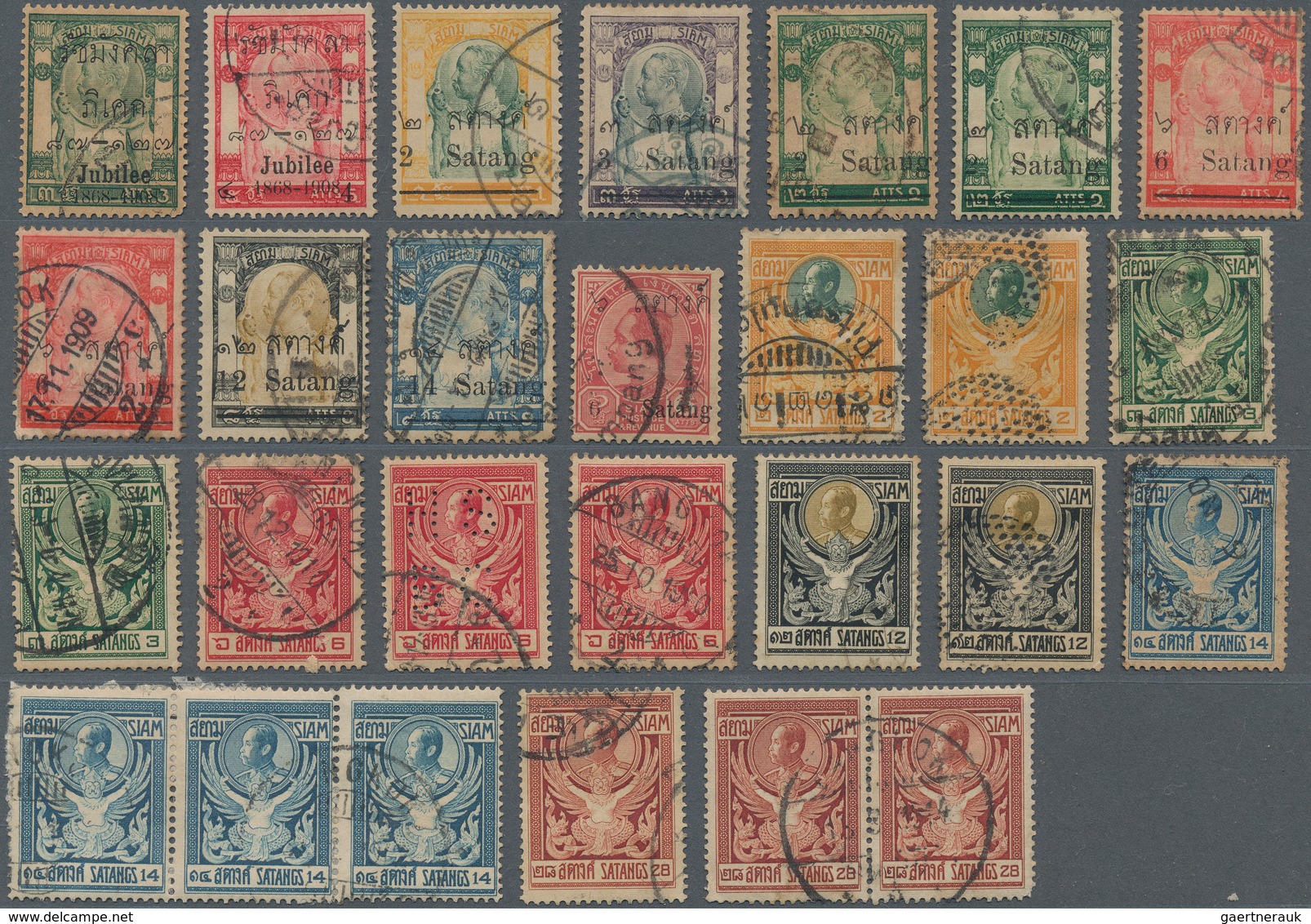 Thailand: 1883/1940 (ca.), Chiefly Used Assortment Of Apprx. 550 Stamps On Stockcards, Incl. SG No. - Tailandia