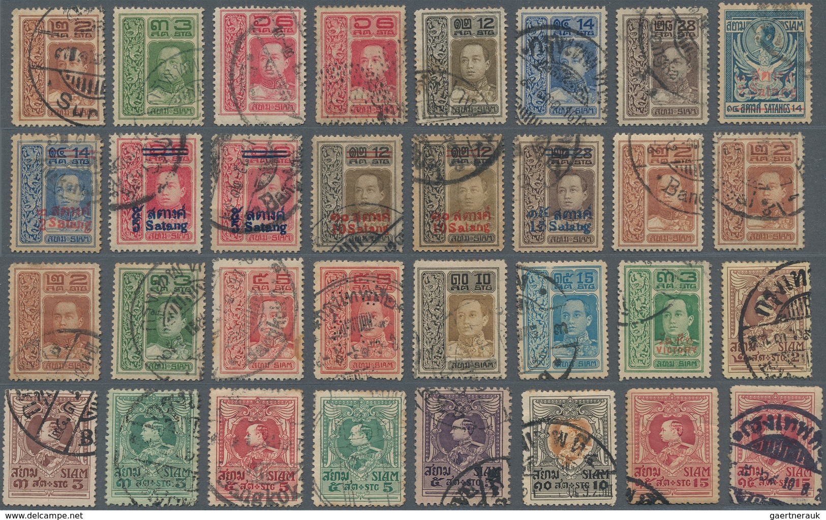 Thailand: 1883/1940 (ca.), chiefly used assortment of apprx. 550 stamps on stockcards, incl. SG no.