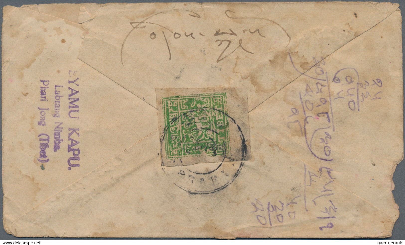 Tibet: 1912/1950 (ca.), 15 Franked Business- And Private Covers With Interesting Frankings, E.g. 2/3 - Otros - Asia