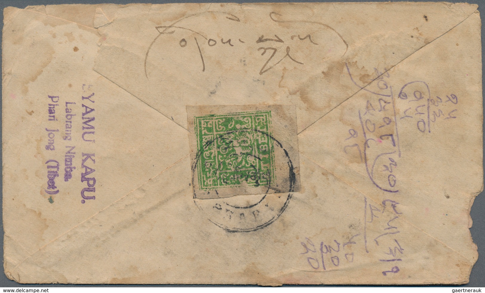 Tibet: 1912/1950 (ca.), 15 Franked Business- And Private Covers With Interesting Frankings, E.g. 2/3 - Sonstige - Asien