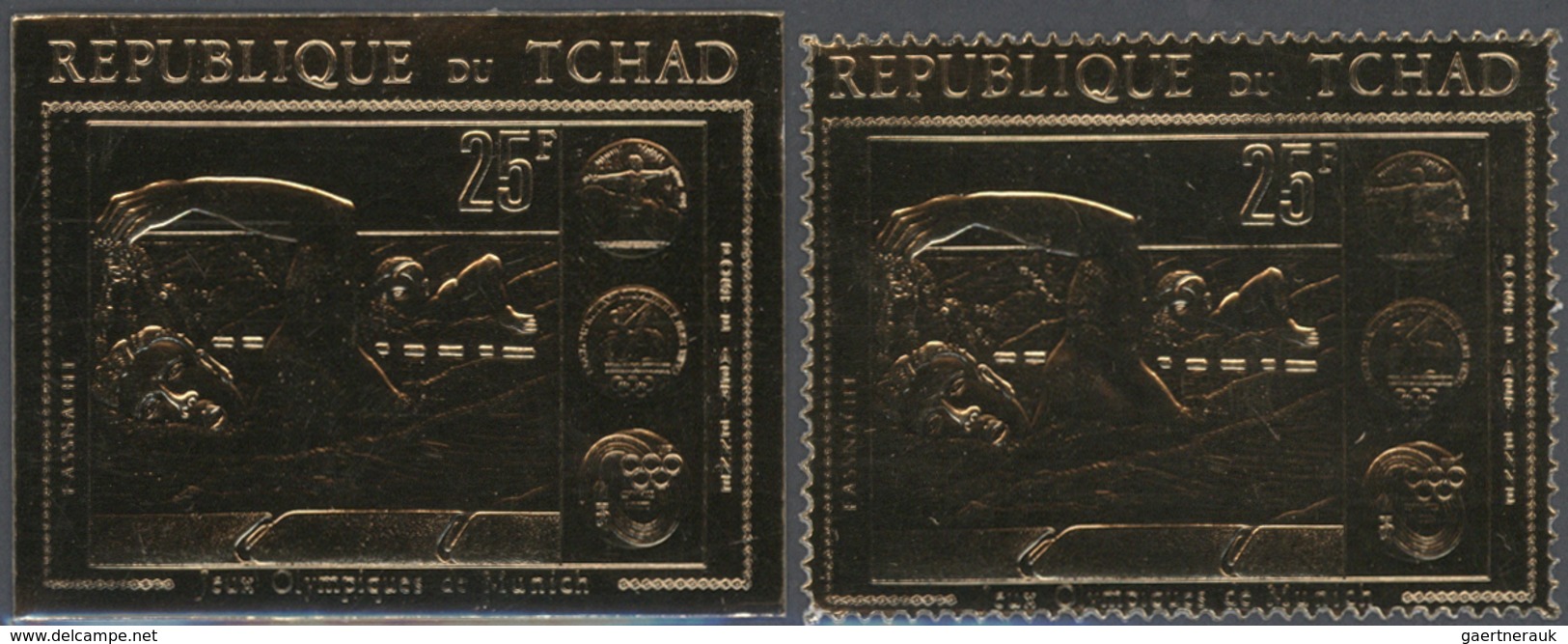 Tschad: 1970/1971, Gold Issues, MNH Assortment Of Thematic Issues (five Pieces Each Of The Listed Nu - Tchad (1960-...)