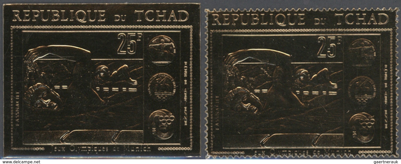 Tschad: 1970/1971, Gold Issues, MNH Assortment Of Thematic Issues (five Pieces Each Of The Listed Nu - Tsjaad (1960-...)