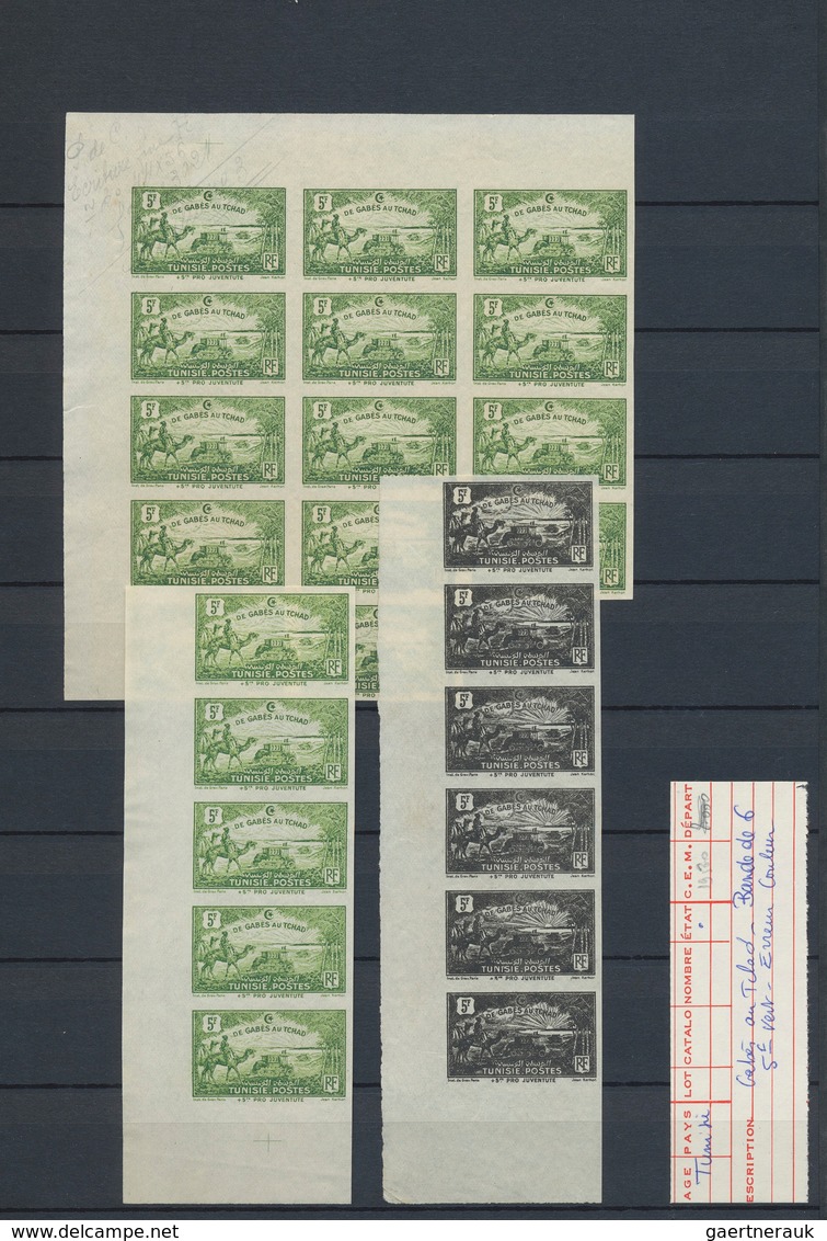 Tunesien: 1900-1940, 190 Imperf Proofs And Die Proofs, Four Very Scarce Early Issues Proofs 1900-26 - Ongebruikt
